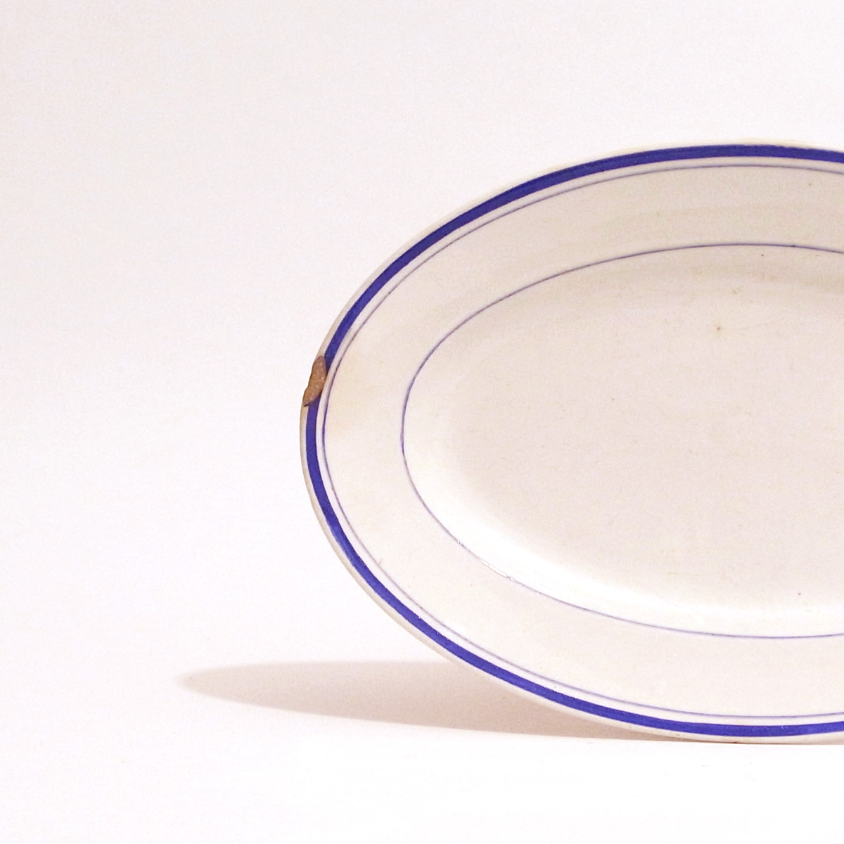 19世紀末-20世紀DIGOIN Sarregueminesブルーラインのオーバル皿 